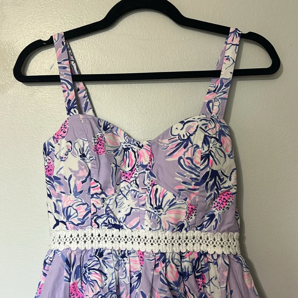 Lilly Pulitzer Devyn Dress Verbena Trunks in the Air Print Fit Flare Sundress 2